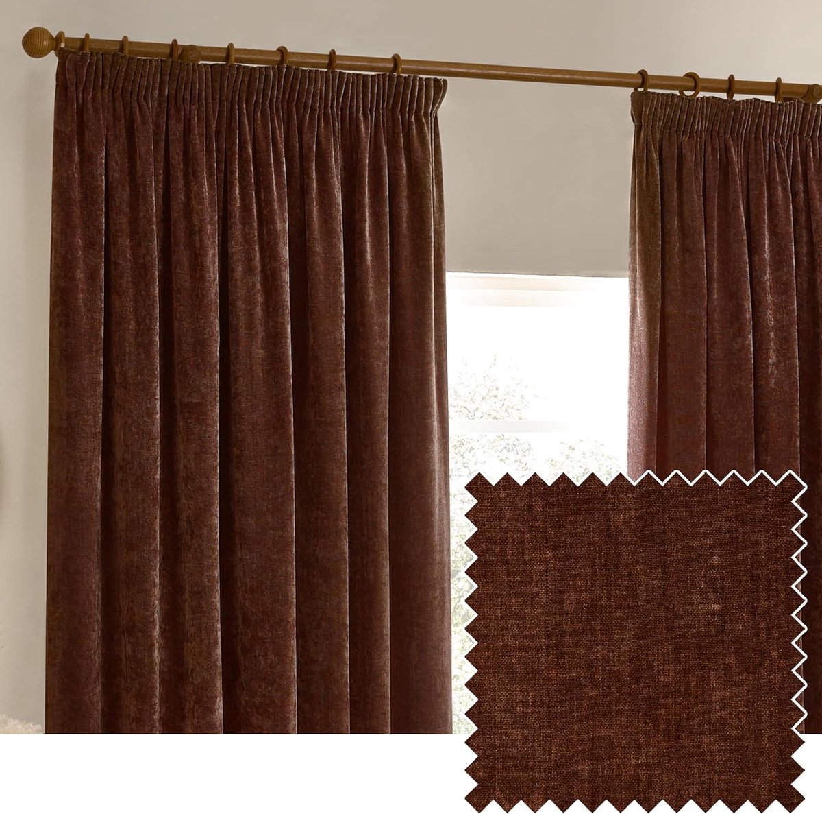 Zware Chenille Velvet Potlood Plooi Gordijnen