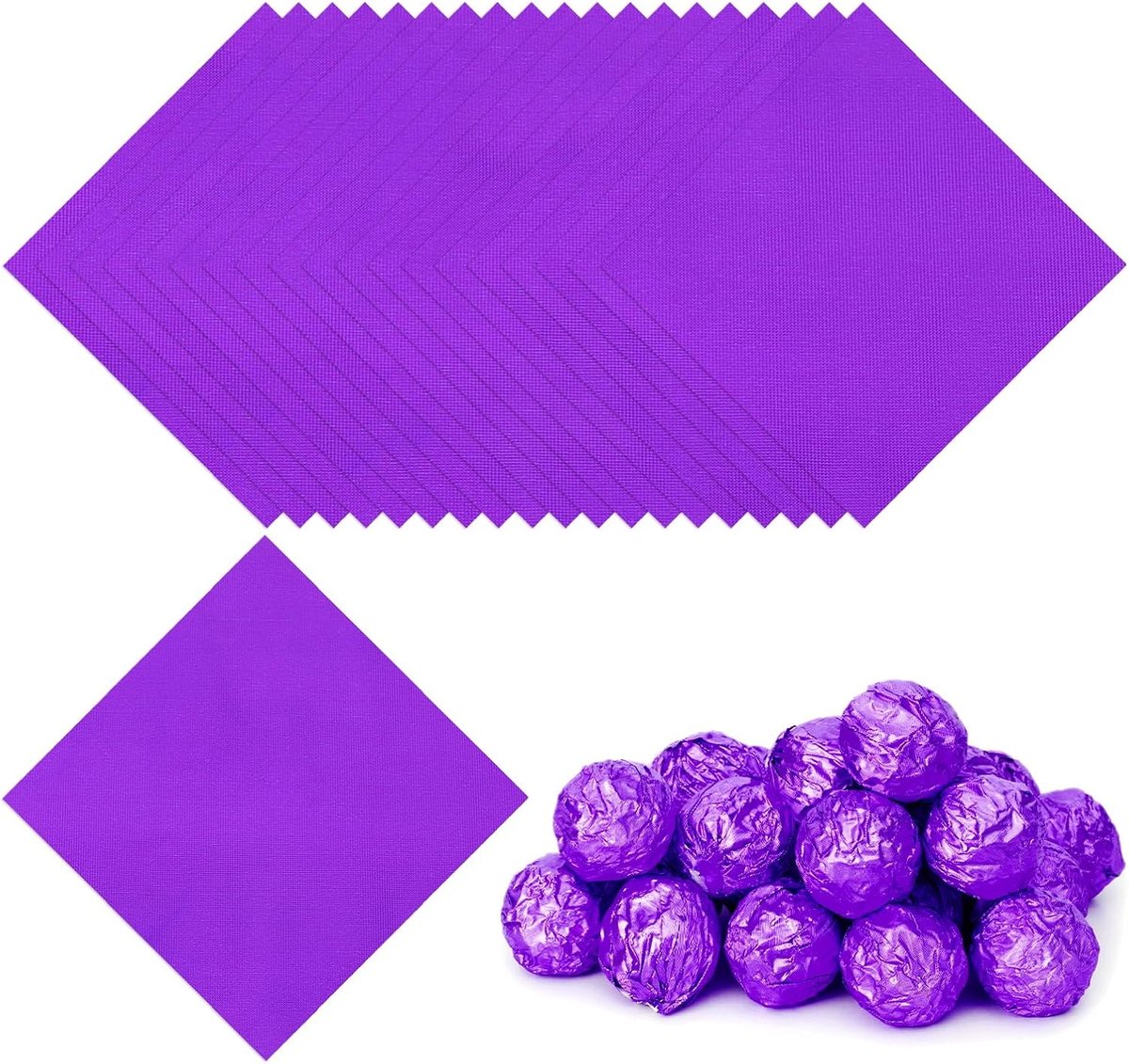 Folie Snoepwikkels 15 x 15 cm, 100 stuks vierkant fijn rooster aluminiumfolie snoep inpakpapier voor doe-het-zelf chocolade snoepjes verpakking decoratie, paars