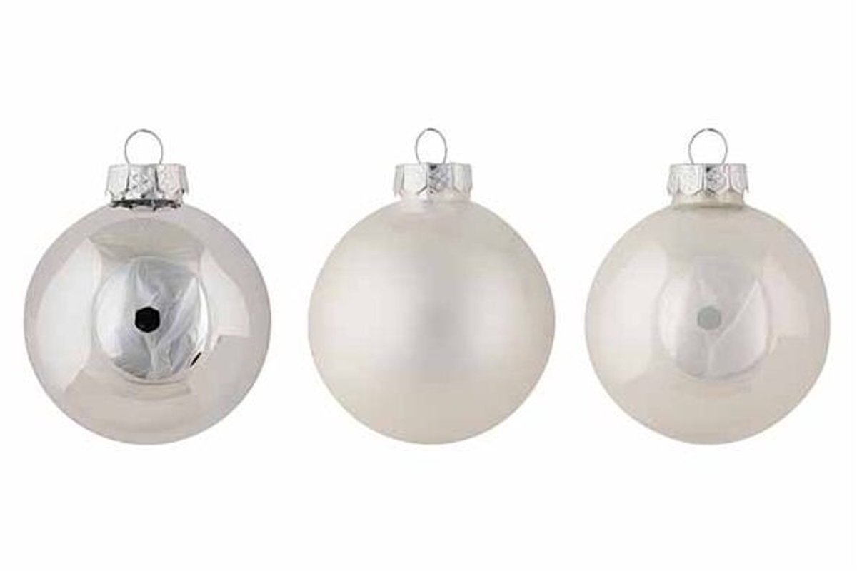 Kerstbal Set12 Shiny Matt Opal Zilver D8 Cm Glas