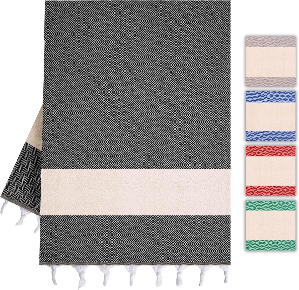 hamamdoek en saunahanddoek voor dames en heren - lichtgewicht, absorberend en sneldrogend. Ideaal als strandhanddoek, badhanddoek, yogahanddoek, reishanddoek en sauna-accessoire