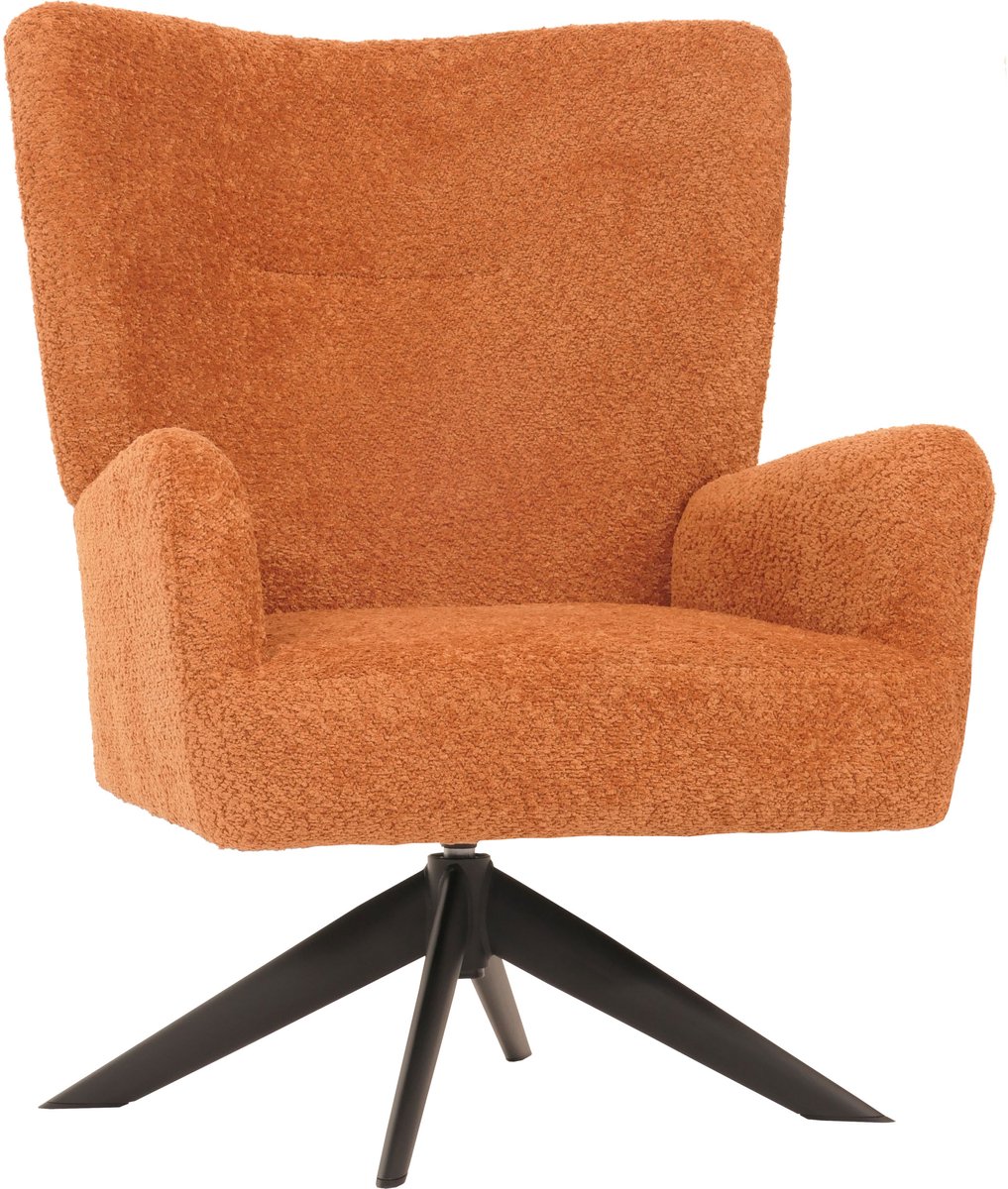 Lounge fauteuil MCW-N65, cocktail fauteuil gestoffeerde fauteuil relaxfauteuil, draaibaar, stof/textiel chenille metaal ~ terracotta