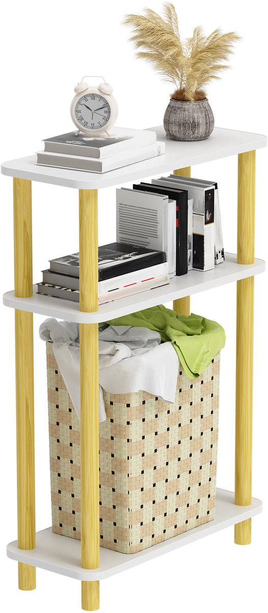 PIPIPOXER Bijzettafel - Tafeltje- Kleine Salontafel - Tafel Industrieel - - Nachtkastje-Bijzettafel hout l - Banktafel - 40x18x60 cm -Wit