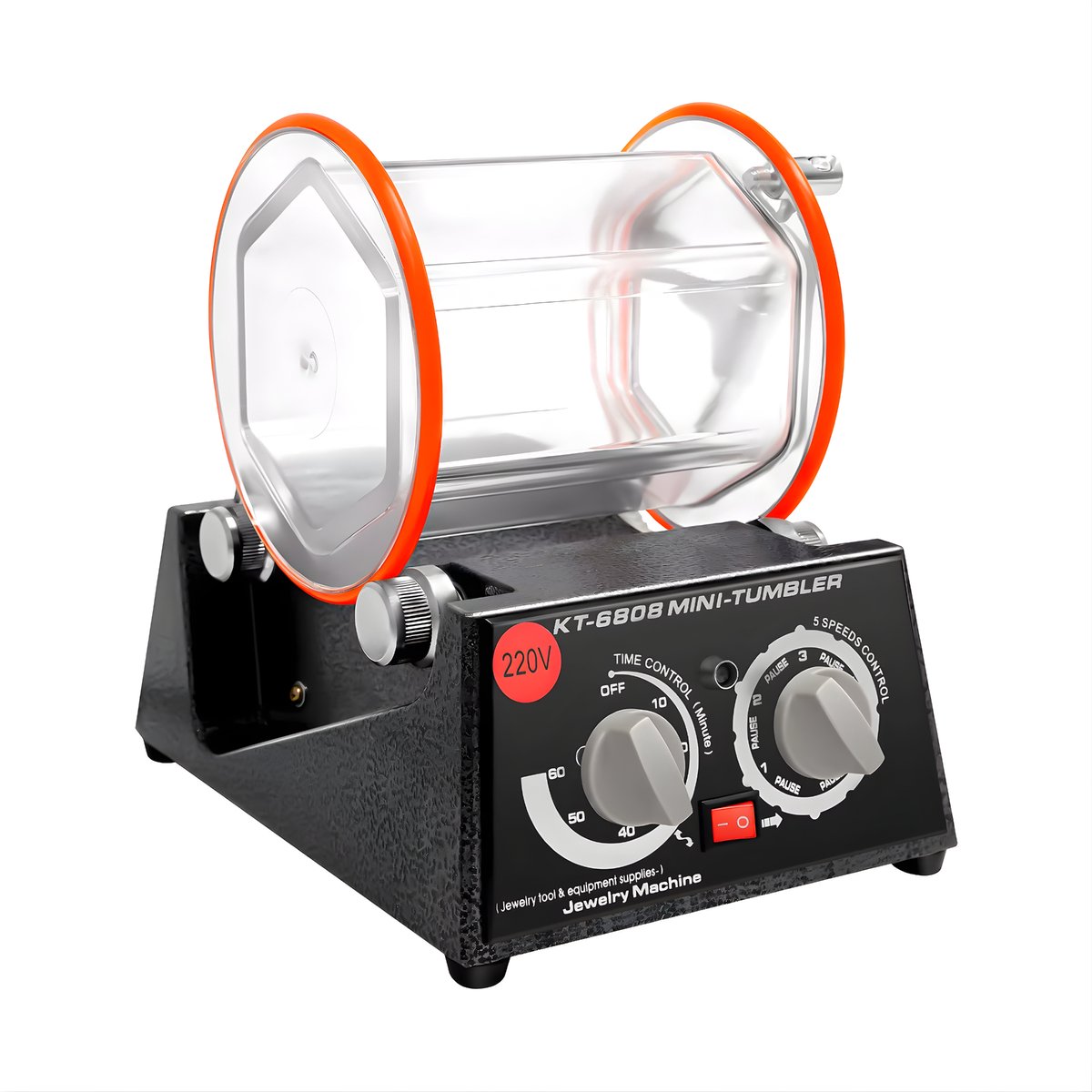 Sieradenpolijstmachine – Voor polijsten van metalen ringen en muntbeslag – 60W professioneel, 5-snelheden, 3000 RPM met timer – Black