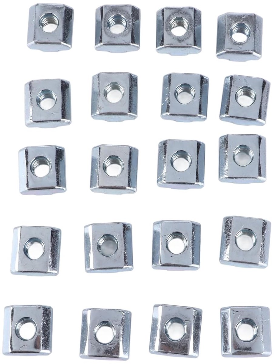 T-groef, 20-delige sleufmoer, verzinkt koolstofstaal, T-moer, moeren voor aluminium profielen, accessoires van type 40 (GB slidergroeftype 40 M8)