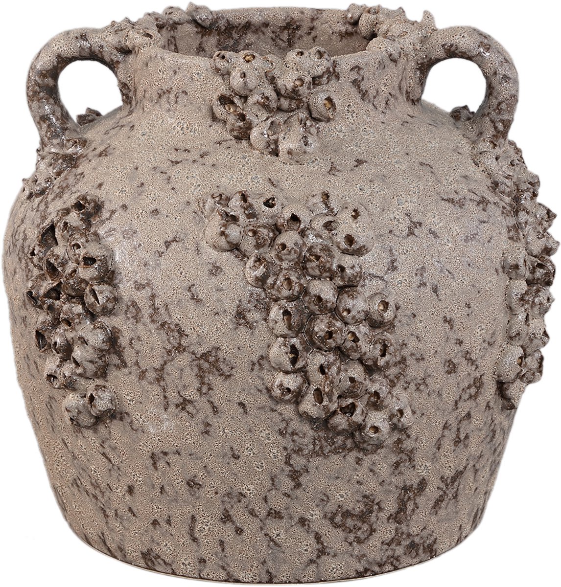 PTMD Deisy Beige Ceramic Jar With Handles Rough Coral S