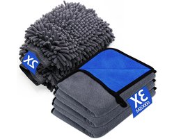 Auto Poets Set - Microvezel Doeken - Auto Reinigen - Extra Absorberend - 5 Delig - Blauw