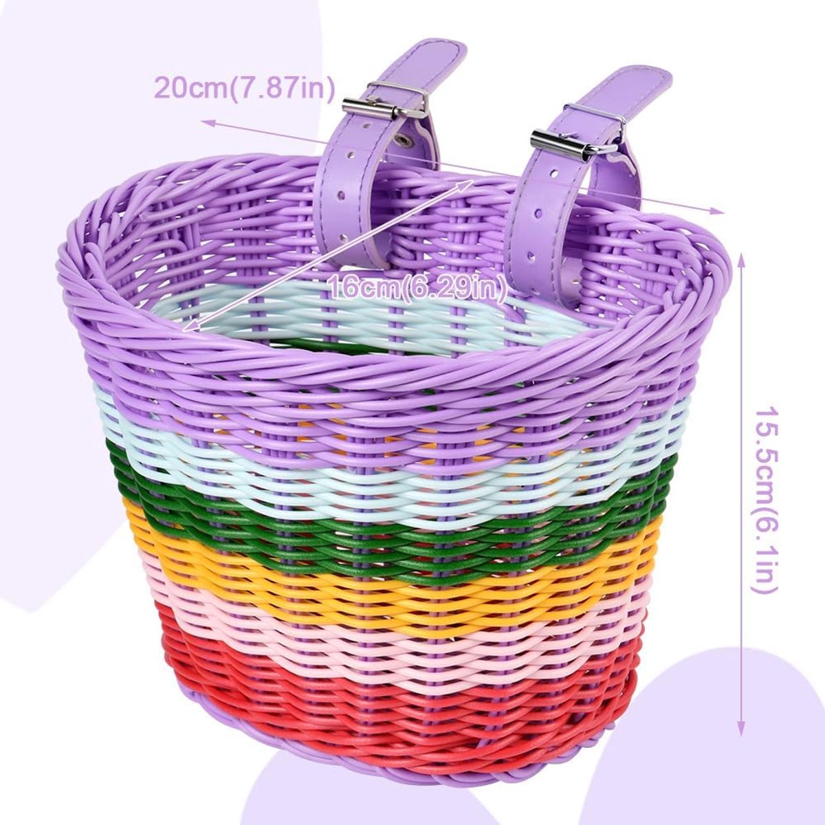 Kinderfietsmand - Handgeweven mand - Fietsen versieren - Zelf te personaliseren - 24x15x13cm - Meerkleurig