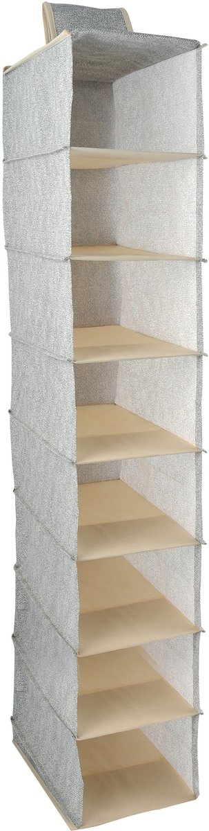 MSV Kledingrek met 8 Compartimenten Grijs – Garderoberek met Hangrek en 5 Planken – Opbergrek Kleding Kledingkast