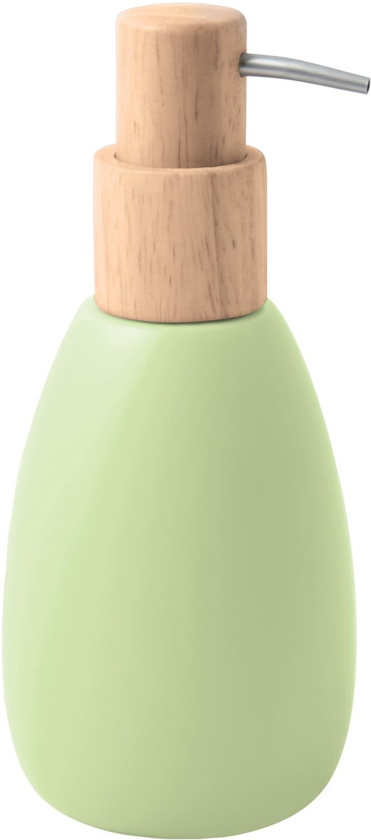 Spirella Zeepdispenser SVEN – Zeeppomp voor de Badkamer met Houtaccent – Kleur Matcha – 18 x 8,2 cm