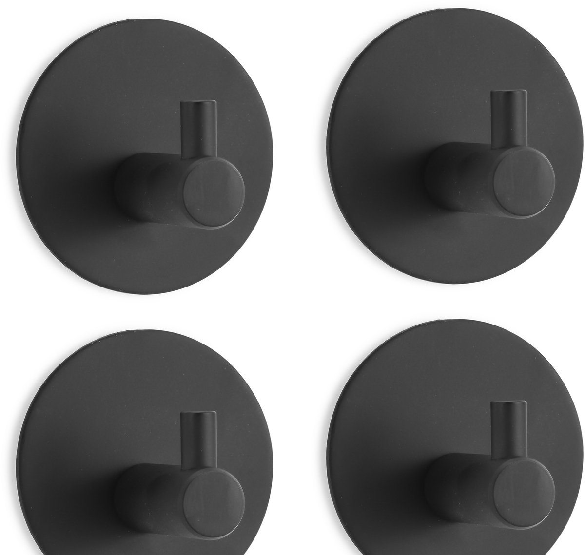 MSV Kheo Wandhaak Set – 4 Stuks Handdoekhaak Mat Zwart – Badkamer Haak voor Handdoeken en Badjassen