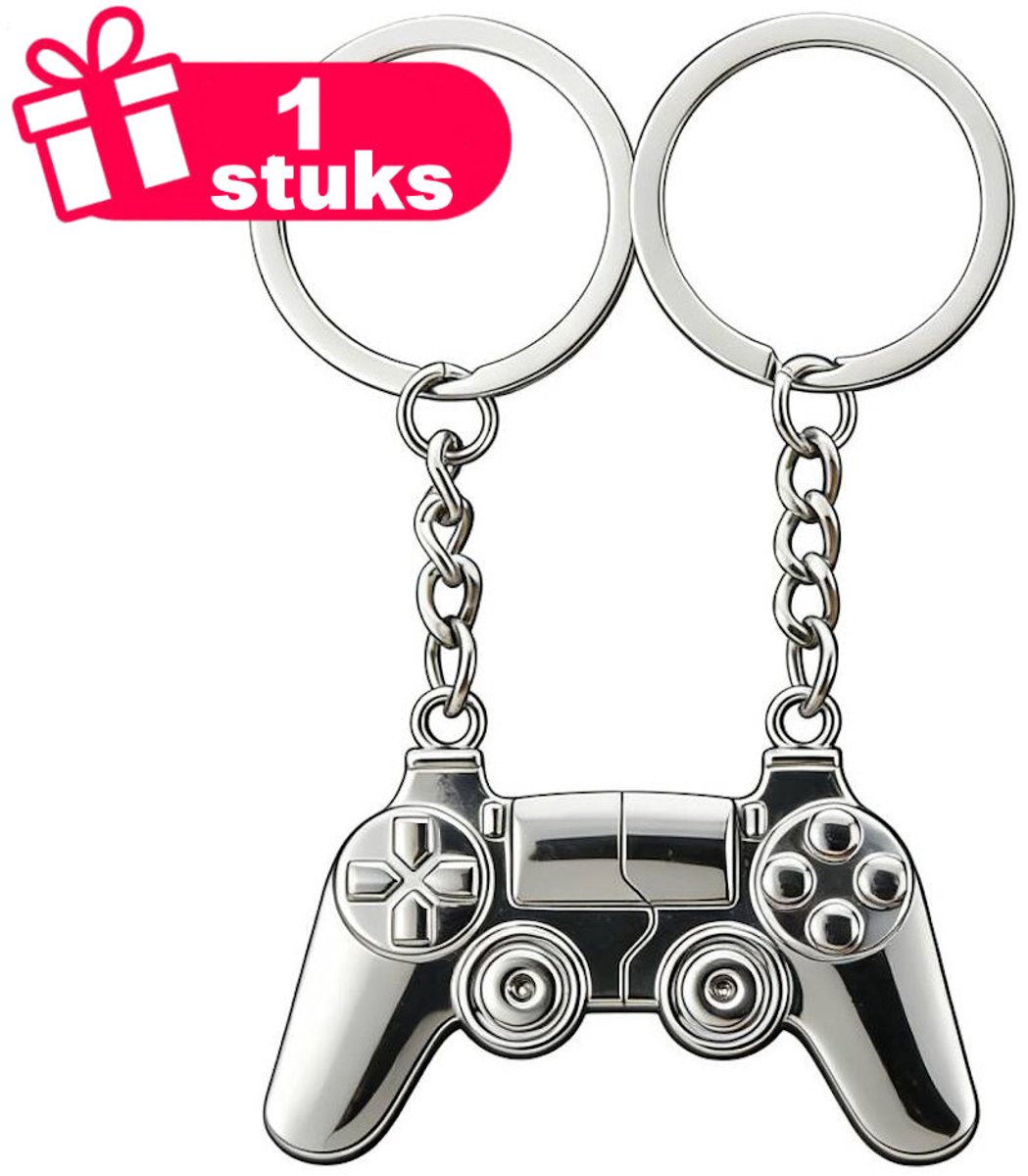 Decopatent - Premium Keychain - Game Controller Sleutelhanger - Gaming Controller Hanger - Metalen Gamepad Sleutelhanger - Cadeau voor Gamers & Game Liefhebbers - Zilverkleurig