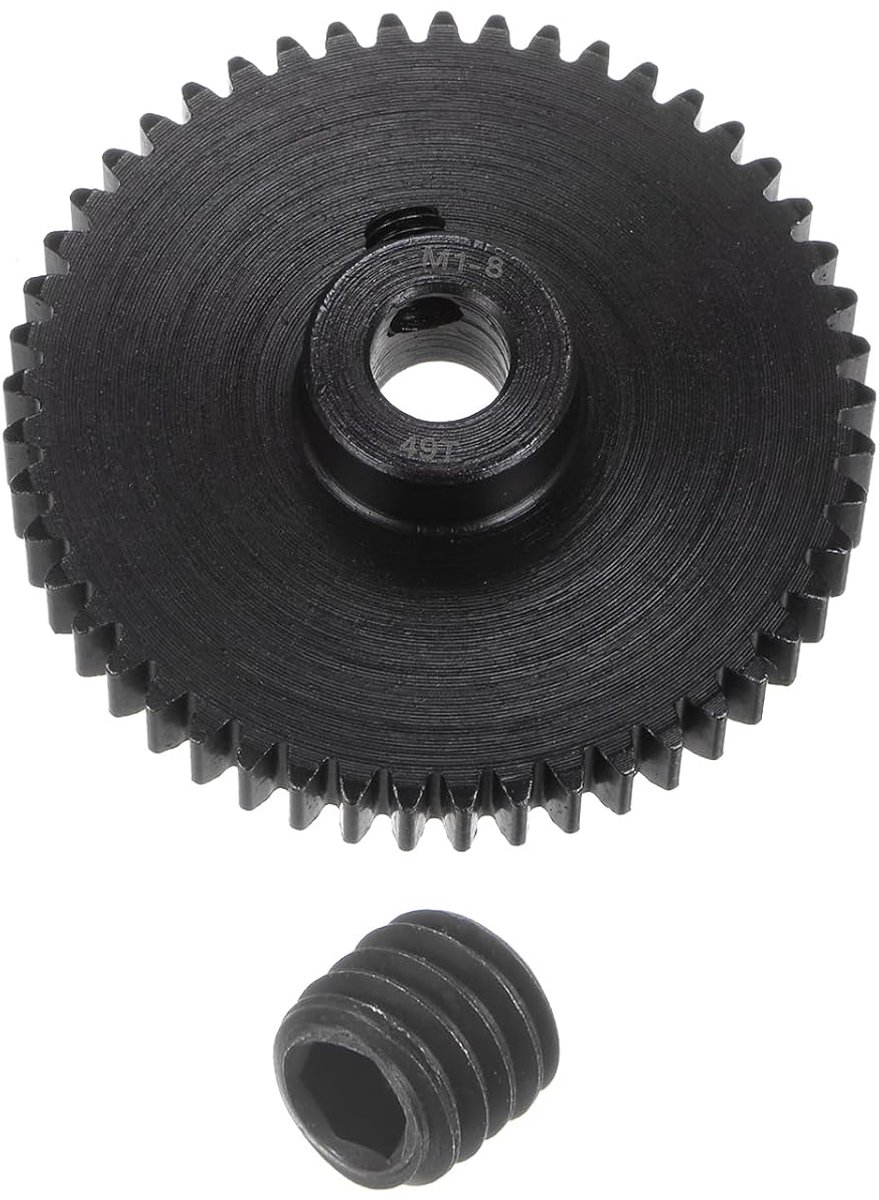 Mod 1 tandwiel, 49 tanden, 8 mm, boring, tandwiel van gehard staal, voor RC auto en vrachtwagen