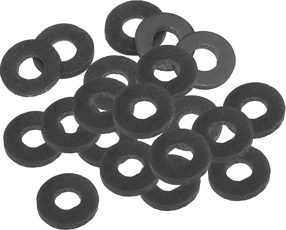 M5 Rubberen sluitringen, rubberen afdichting, rond, 20 stuks, 5 mm ID, 13 mm OD 1,5 mm dik, platte sluitringen, set, afdichtingsrubber voor kraanbuis, bevestigingsschroef, zwart