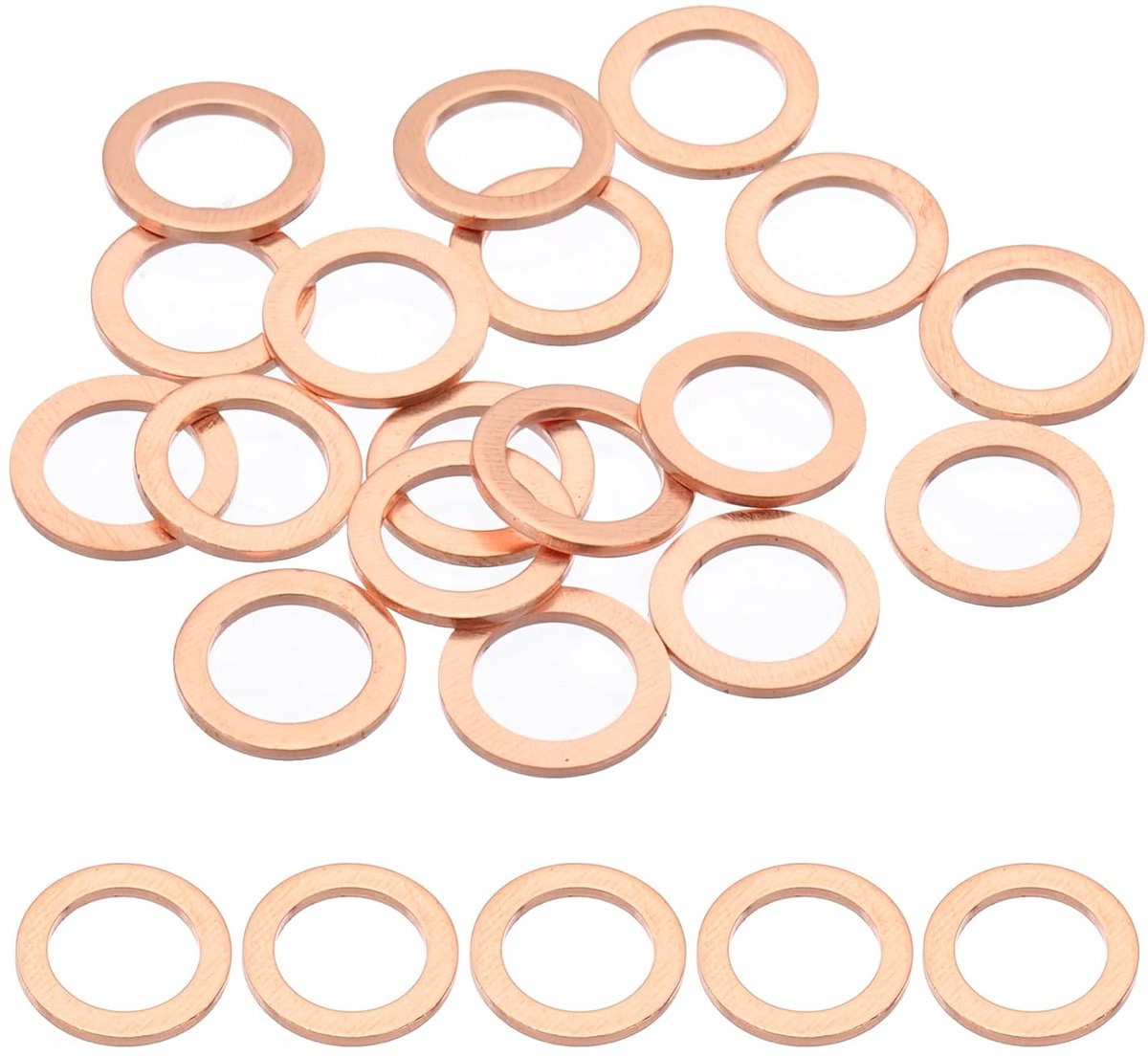 18 stuks koperen ringen M8, drukbare sluitringen van koper M8 x 12 x 1 mm, metrische platte sluitringen, afdichtingsset voor olieaftapschroef voor voertuigen