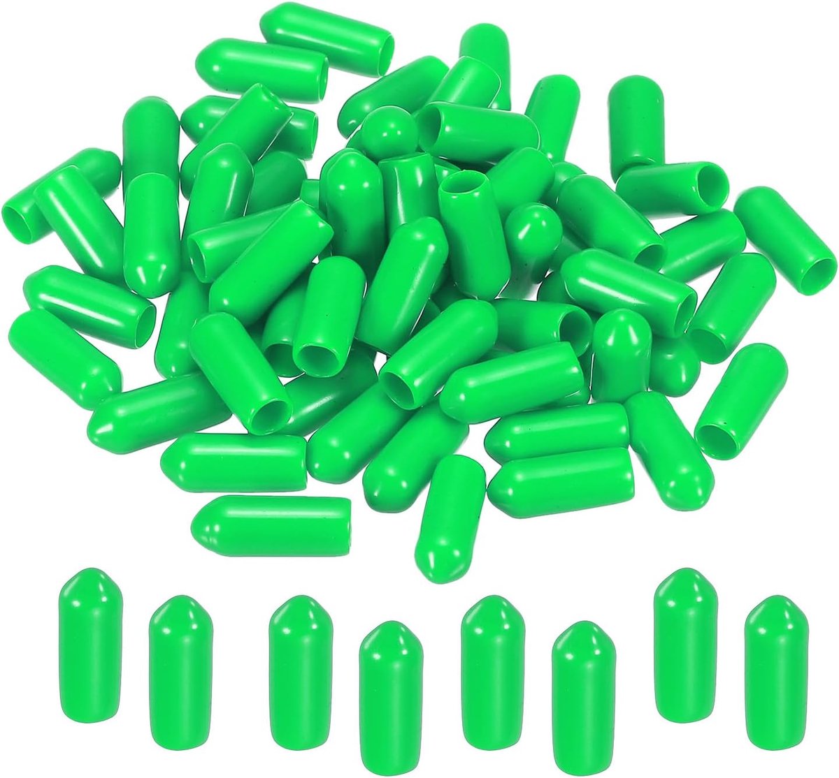 sourcing map Rubberen eindkappen, 50 mm, pvc, vinyl, schroeven, schroefdraad, beschermers, ronde draad, plankdoppen voor schroeven, bouten, buisleiding, hekpalen, groen