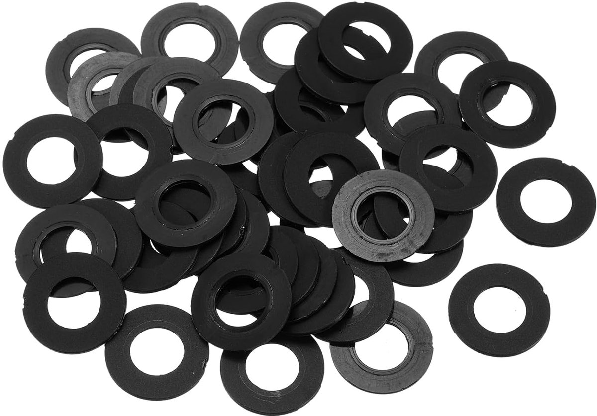 Platte schijven, 12 mm binnendiameter 22 mm buitendiameter 1 mm dik kunststof afstandhouders voor schroeven, kraan, sanitaire reparatie, zwart