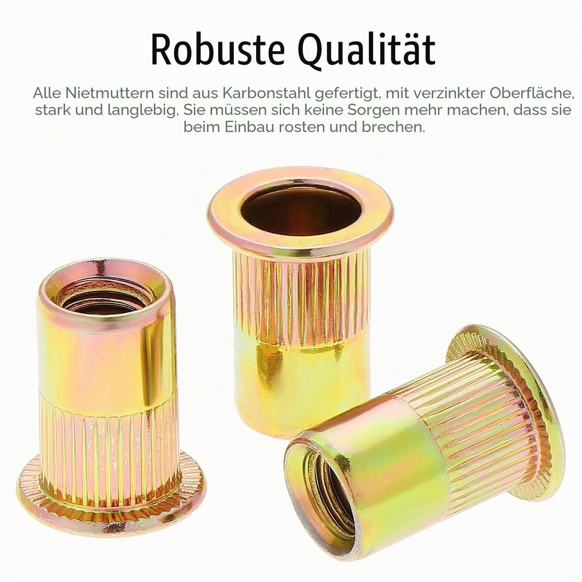 200 stuks klinkmoeren van koolstofstaal, verzinkt, M3 klinkmoeren, set voor houten meubels (7 mm x 9 mm)