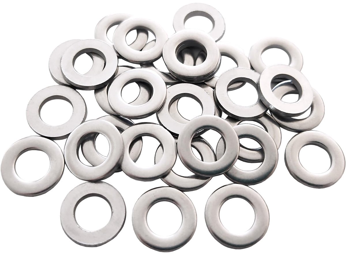 235 stuks M6 platte sluitringen, platte ringen, DIN125 van roestvrij A2, V2A, 304 roestvrij staal, voor schroeven, moeren en draadstangen, industrie, auto, machinebouw en huishoudelijke montage