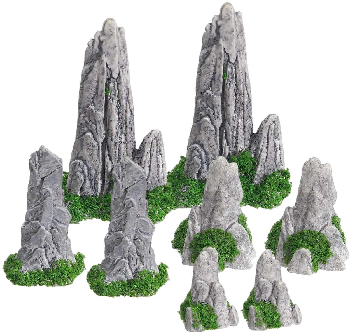 8 stuks miniatuur bergdecoratie, Zen tuinminiatuur, mini-tuinaccessoires van hars, aquarium bonsai voor modelbouw, feeëntuinaccessoires, tuindecoratie, doe-het-zelf landschap
