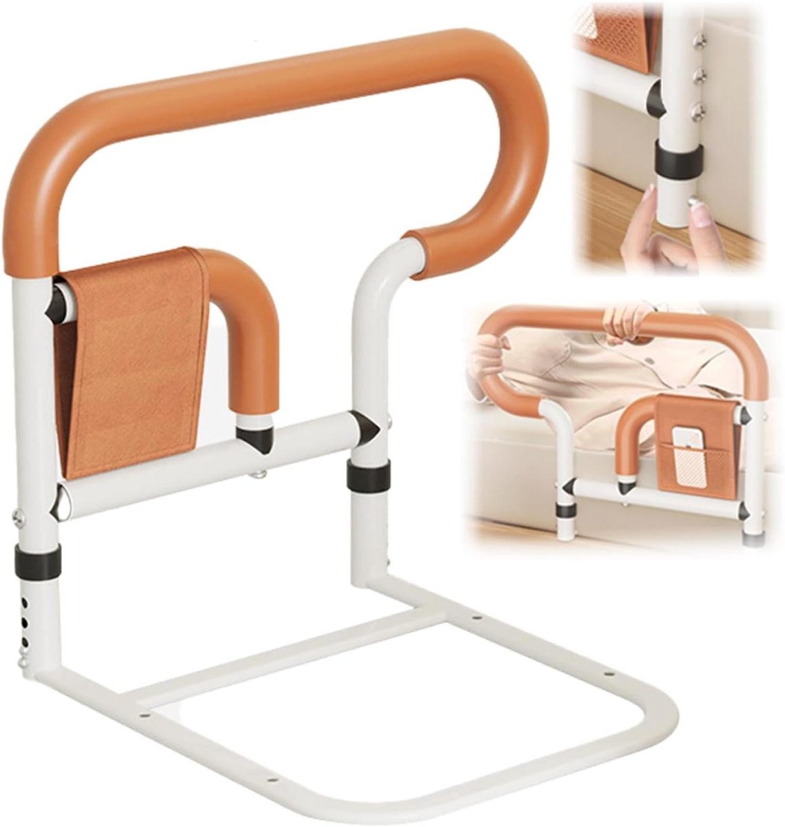 Opstahulp Bedhek - Bedsteun Senioren - Veilig Opstaan - Verstelbare Hoogte - 48-54 cm - Oranje