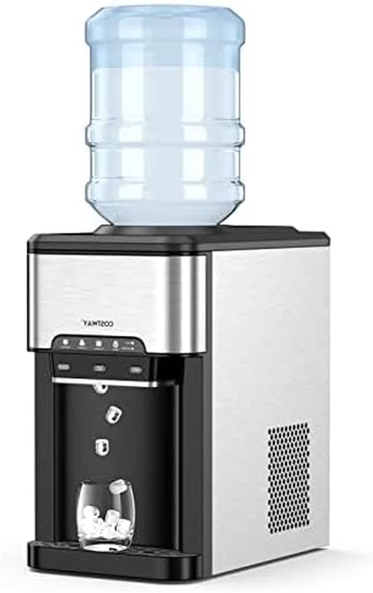 Waterdispenser met Ijsmaker - Drankkoeler Fontein - Drinken en Koelen - 3 Temperatuurinstellingen - 3 Liter - Zilver en Zwart