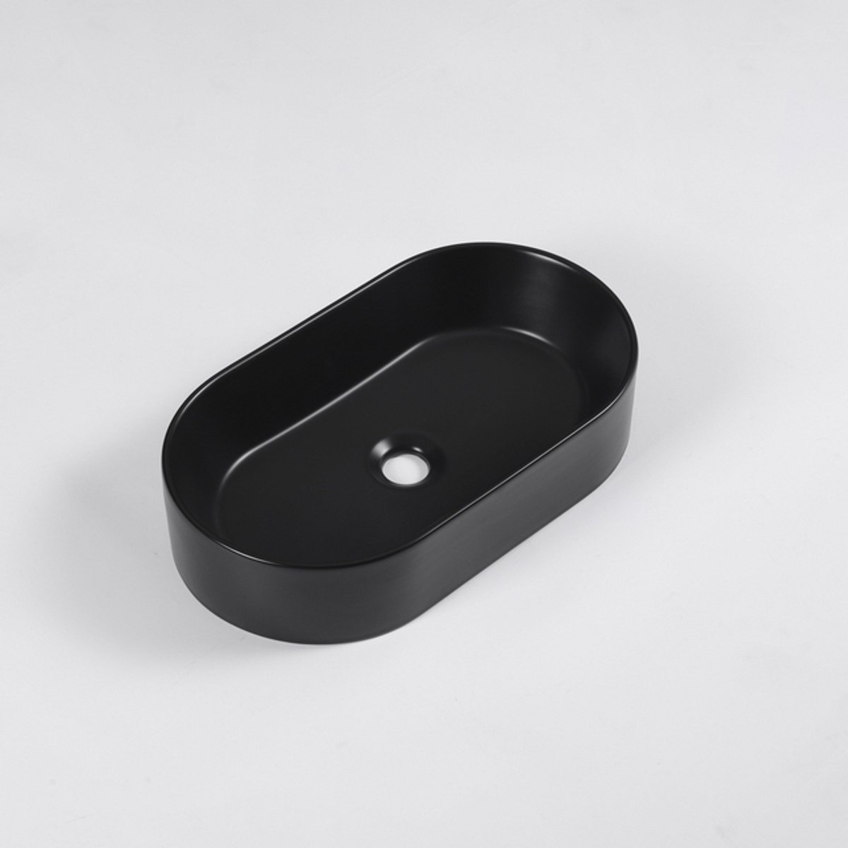 QeramiQ Dely Waskom - 52x30x11.5cm - ovaal - keramiek - mat zwart