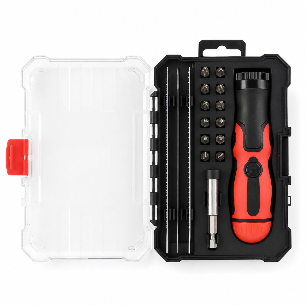 Handmatige Zaag- en Ratelschroevendraaierset - 12 Bits - 3 Zaagbladen - Opbergcase