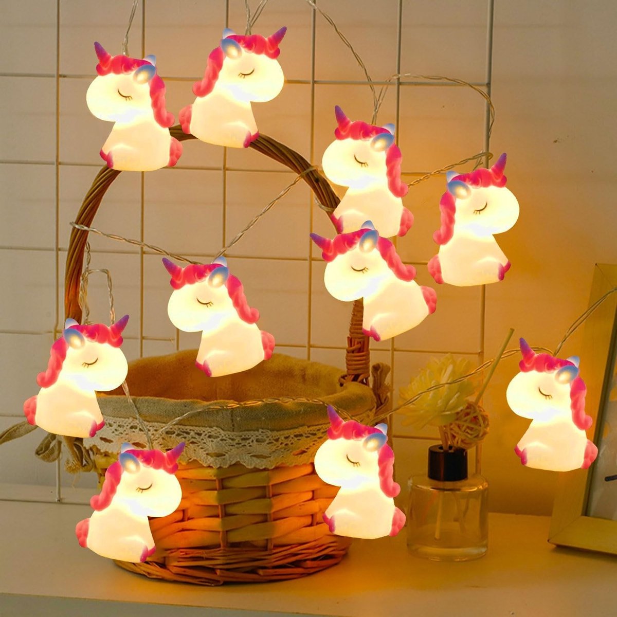 Lichtketting - Eenhoorn - 1,5 m - LED-lichtsnoer met 10 lampen - Voor Kinderkamer en Decoratie