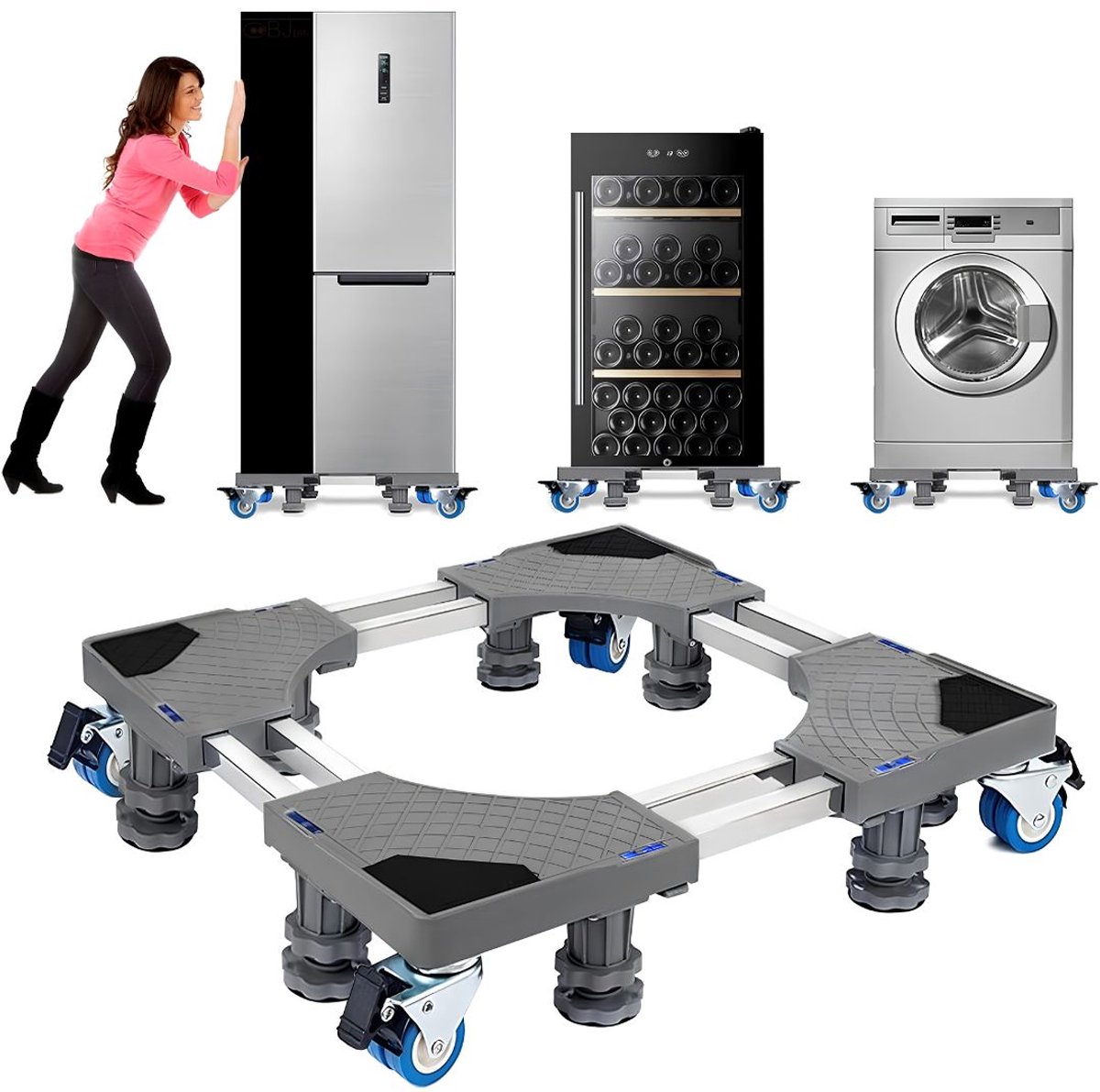 JCP® Wasmachine Verhoger - Wasmachine Onderstel - Wasmachine Sokkel - Grijs - 34cm x 24cm x 43cm