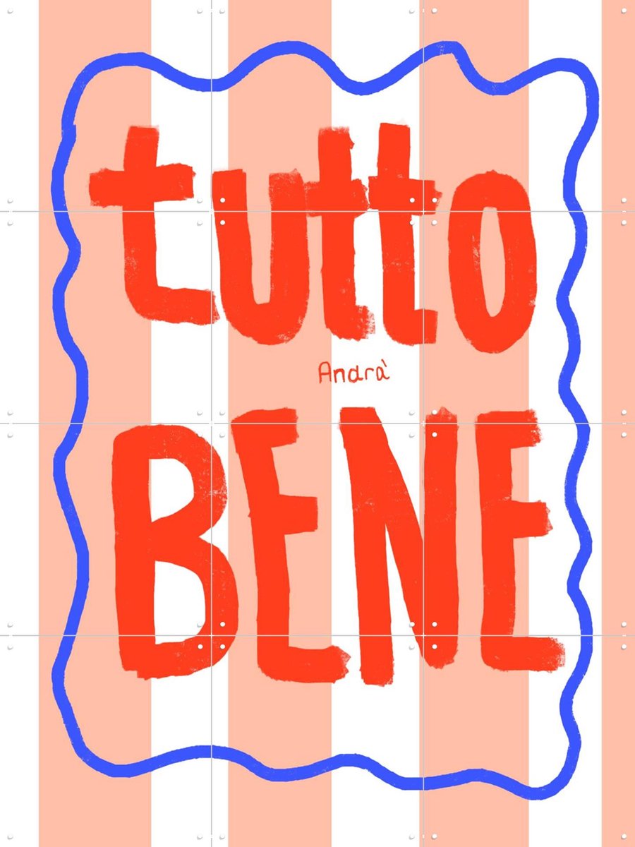 IXXI Tutto Bene, Hej.Ibiza - 60 x 80 cm - Gratis ophangtool - Grote wanddecoratie en posters - Typografie, Modern, Kleurrijk, Abstract, Trap, Keuken