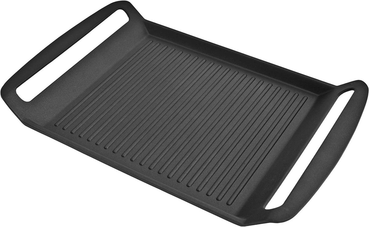 Inductie Grillplaat Gegoten Aluminium Vetarm Grillen Krasbestendige Antiaanbaklaag 39 x 26 cm Zwart