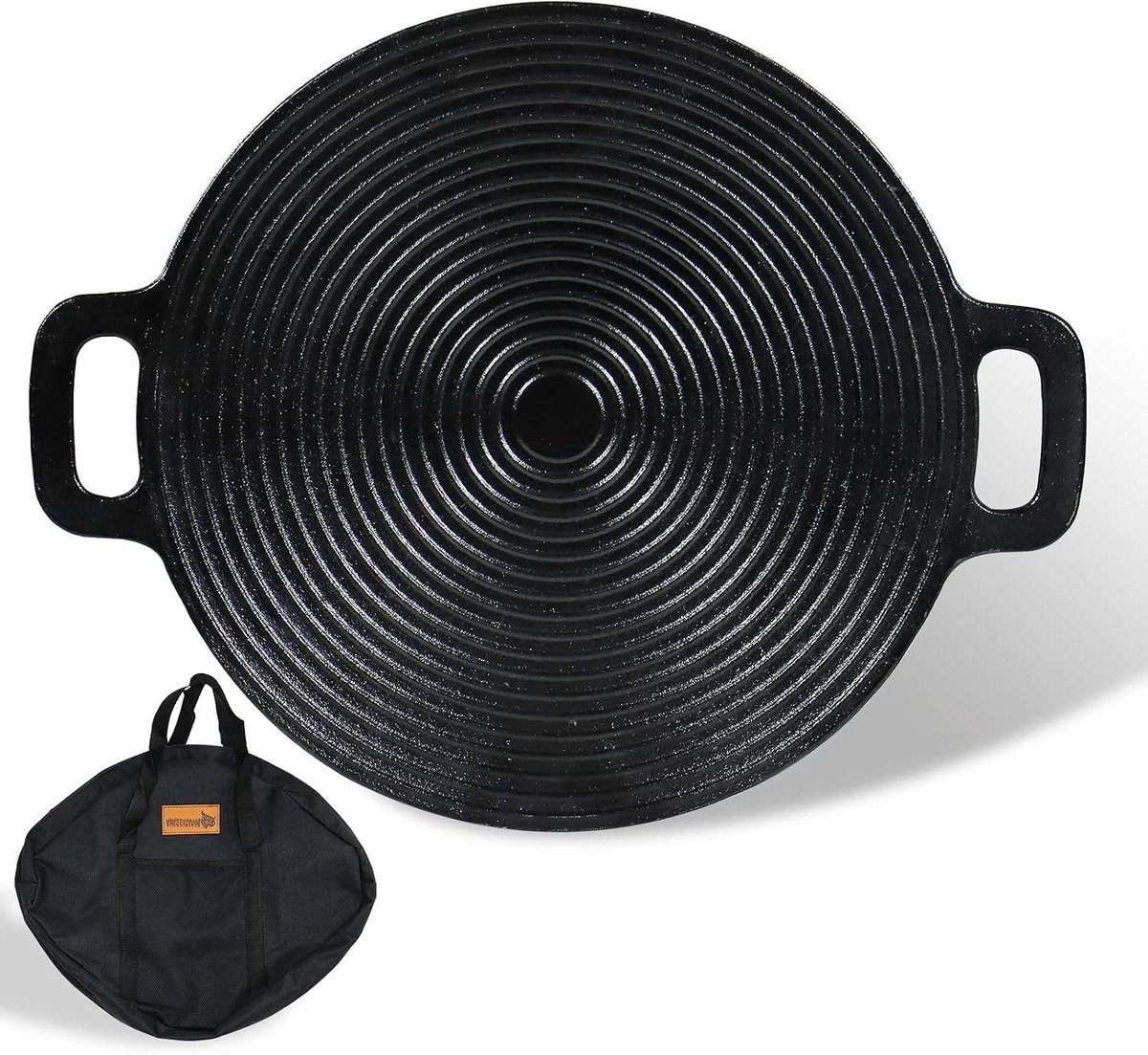 Grillpan Gietijzer - Bakplaat Ronde Plaat - Buiten Koken - Gelijkmatige Warmte - 36 cm Diameter - Zwart