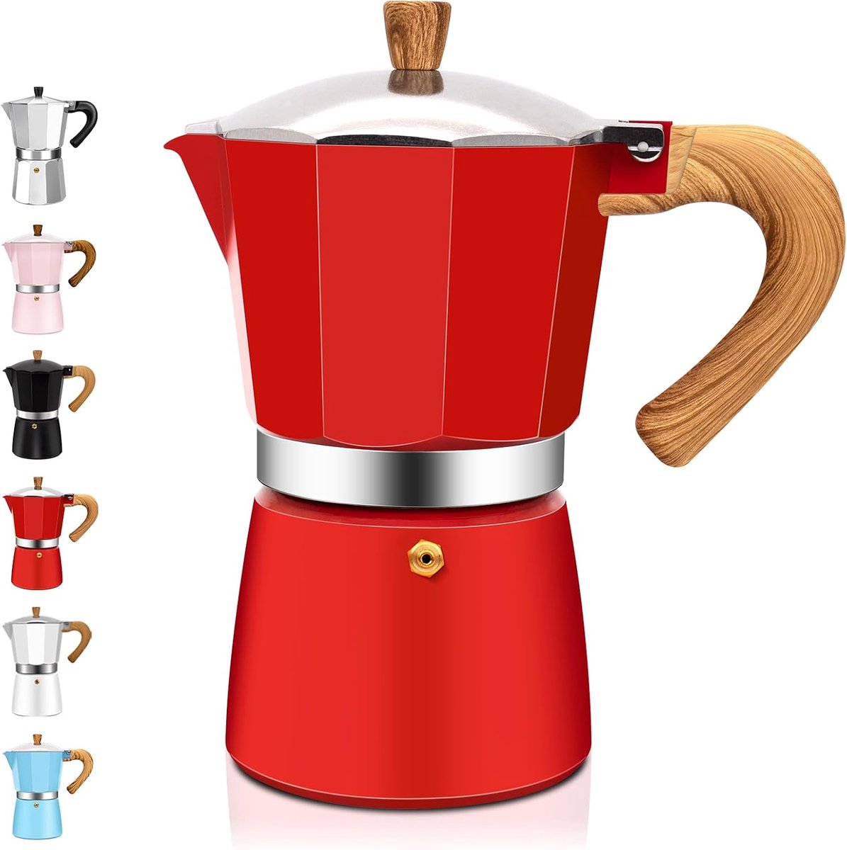 6 Cup Aluminum Espresso Stovetop Moka Pot Express Coffee Maker Percolator Italian Classic Mocha Coffee Machine for Italian and Cuban Cafe Brewing for Home & Camping 300ml 10oz