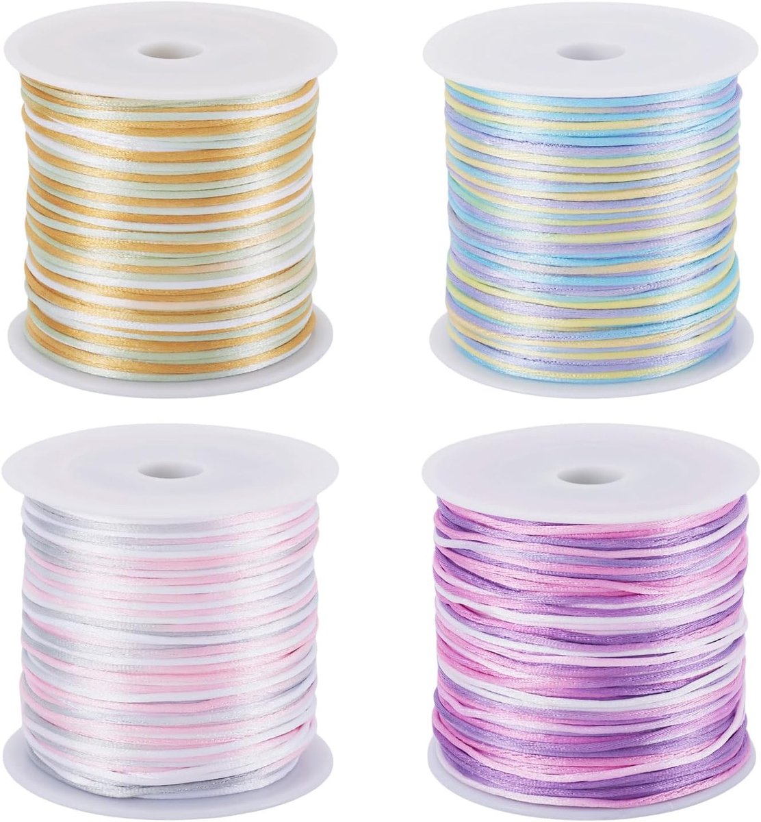 4 Rolls 1Mm Satijn Nylon Koord String Rattail Macrame Cord Kralen Draad Voor Chinese Knopen Armband Ketting Sieraden Maken