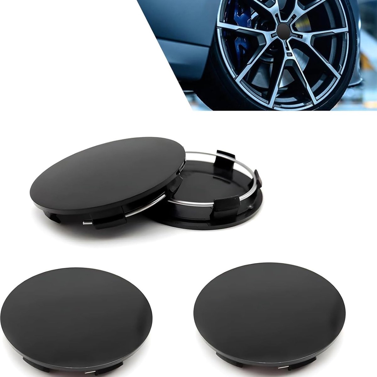 4 stuks wielnaafdoppen, geschikt voor VW- en Audi-aluminium velgen (buitendiameter 60 mm, binnendiameter 56 mm), van ABS-materiaal, inclusief verschillende wieldoppen accessoires (zilver)