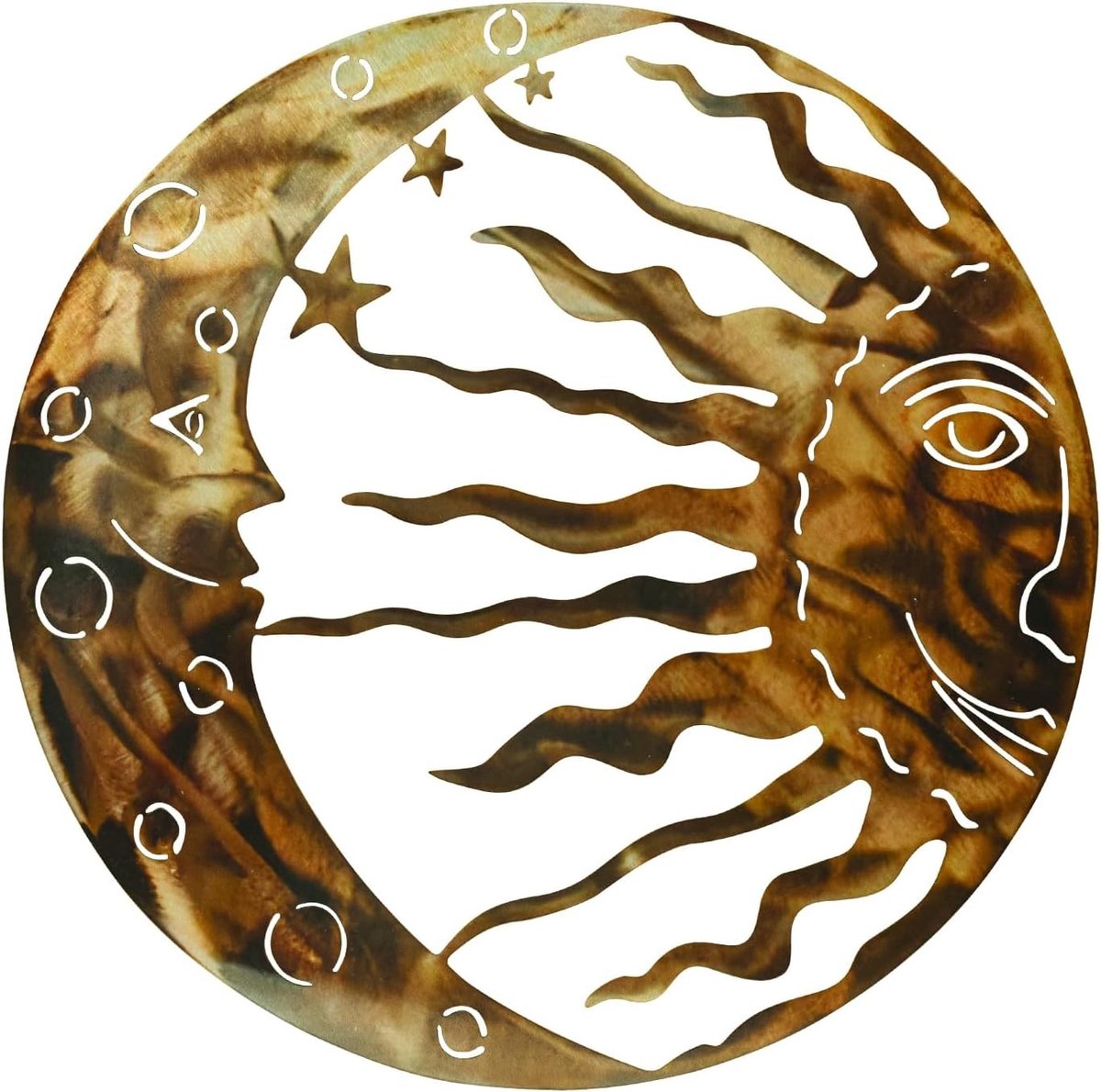 Metalen Wanddecoratie Zon - Brons - 30 cm - 3D Muurkunst van Slijtvast IJzer - Voor Binnen en Buiten