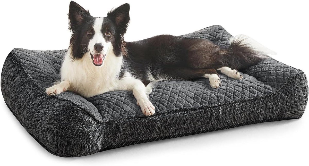 Orthopedisch Hondenbed – Hondenbank Hond – Gewrichtsondersteuning Hond – Waterdichte Hoes – 97 x 71 cm – Grijs