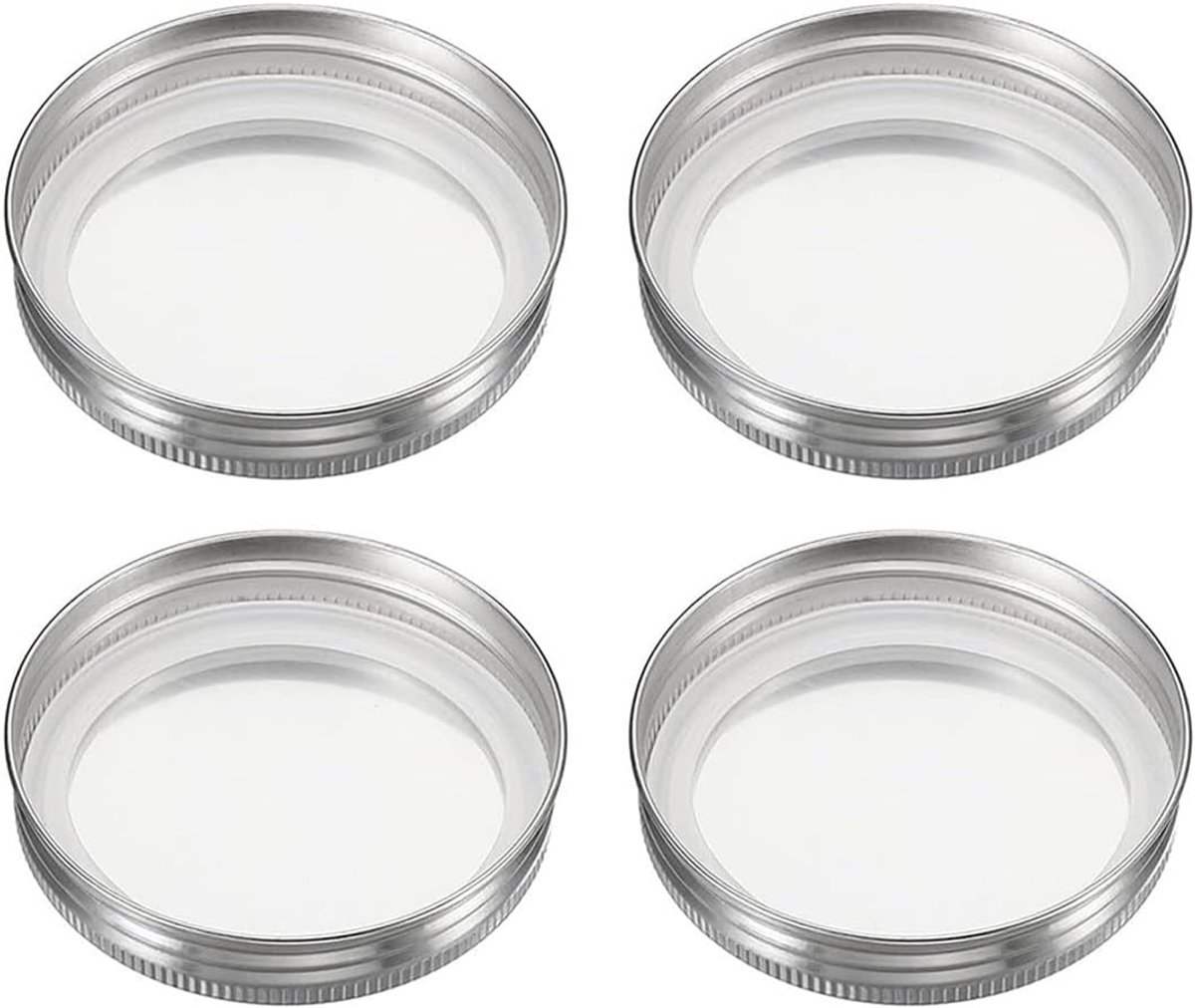 4 Pack 304 Rvs Mason Jar Deksels 86mm Brede Mond Een Stuk Covers Met Siliconen Afdichting Ring Voor Inblikken Opslag