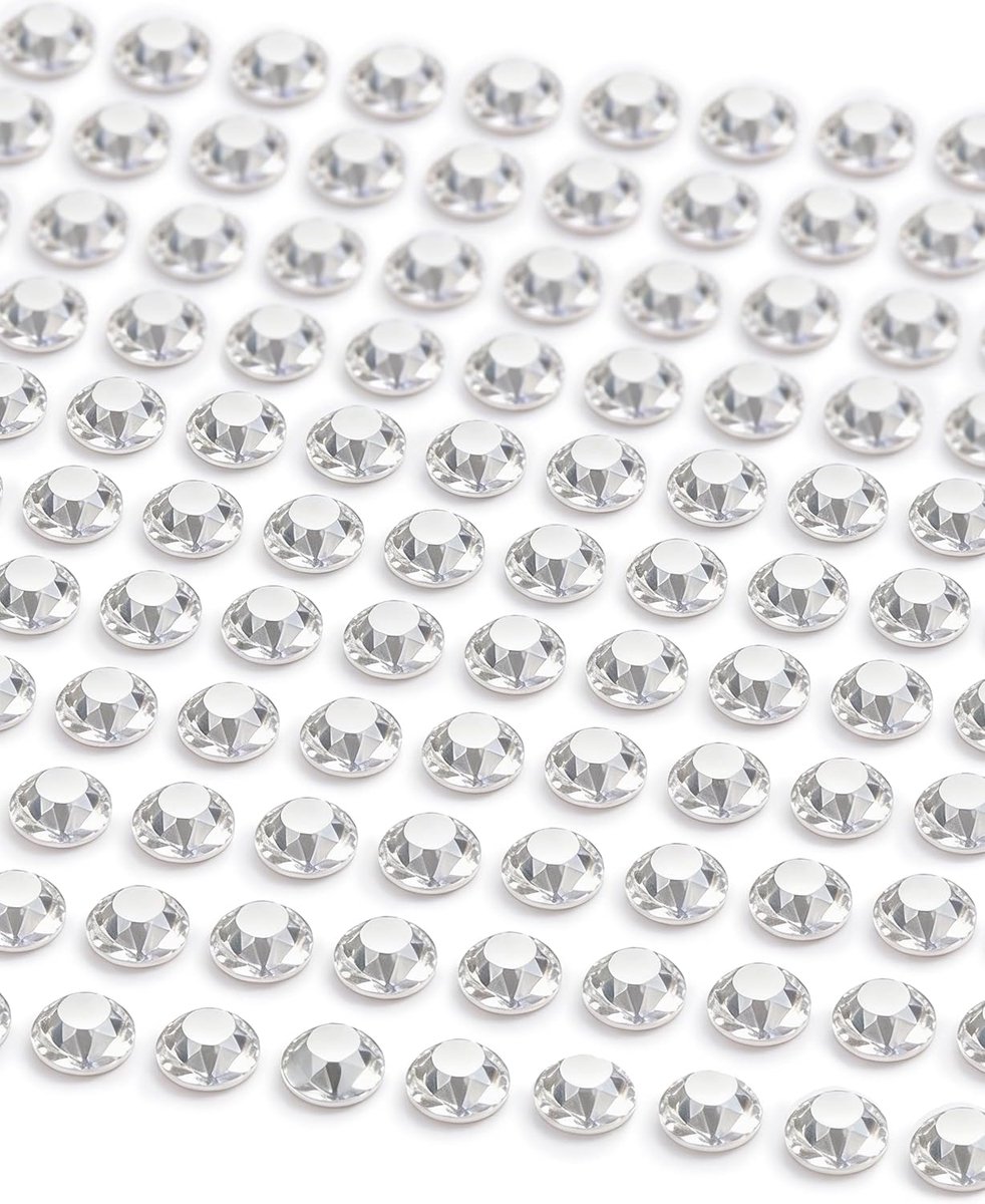 Strassteentjes, ronde glitterstenen, 4 mm, zelfklevend om te versieren en te knutselen, sierstenen om op te plakken, steentjes, decoratieve stenen, knutselstenen, zilverkleurig