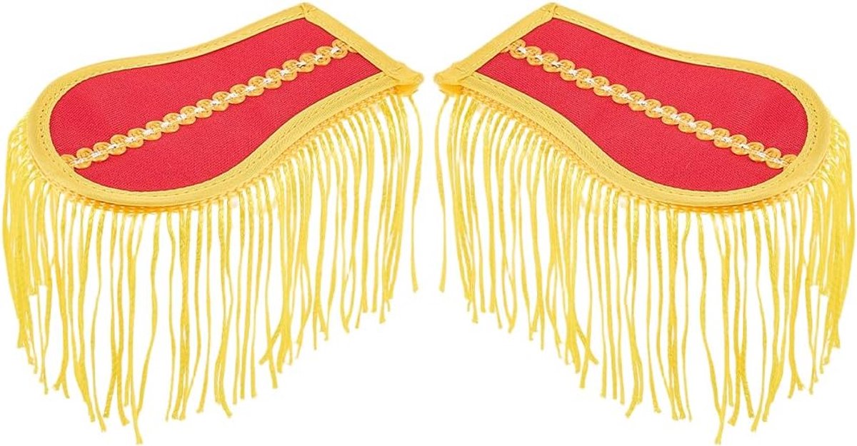 2 stuks kwasten epauletten badge franje kwasten punk schoudervulling circus director schouderpauletten roodgoud afneembaar met broche voor cosplay blazer kostuumaccessoire 20 x 8 cm