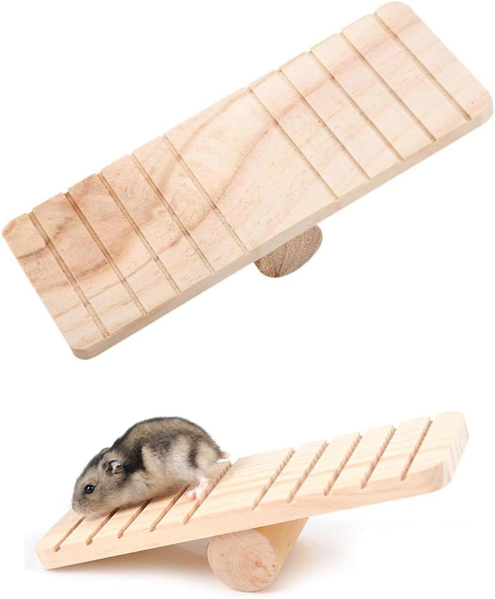 Schommel voor cavia's en hamsters, 1 stuk, natuurlijk houten speelgoed om te kauwen voor kleine knaagdieren, tandhygiëne, tegen verveling en activiteiten