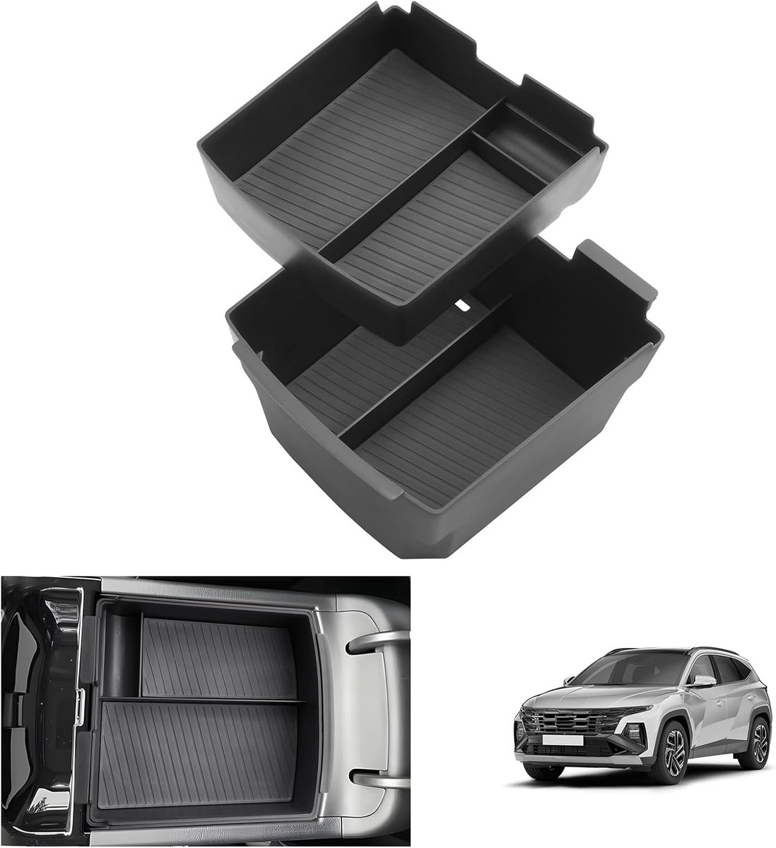 [2 Stuks] GAFAT Tucson NX4 2025 2026 (elektronische automatisch) middenconsole, opbergdoos, dubbellaags afneembaar, Tucson Facelift 2025, armleuning-organizer, Tucson 2025 Accessoires
