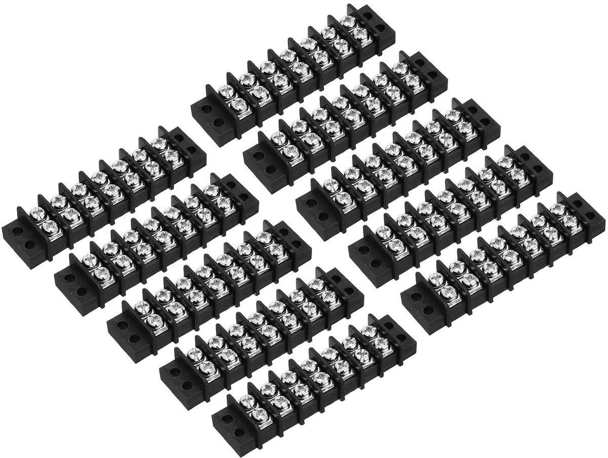 10 stuks PCB-klemlijst, 9,5 mm 7-polig 300 V 20 A hekachtige printplaat-klemblokken dubbele rij