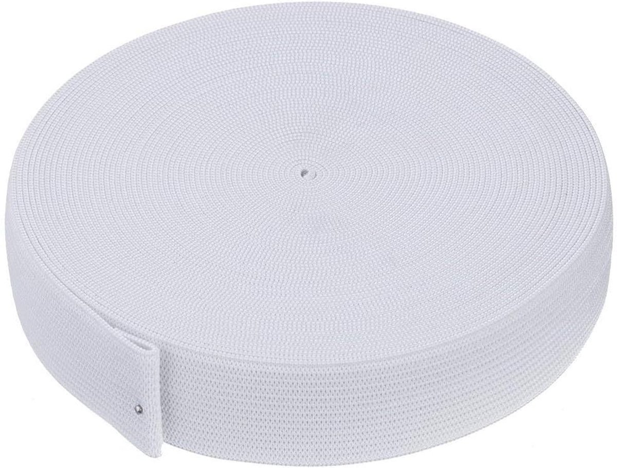 Elastische band, 20 mm, ideaal voor het naaien van taillebanden en knutselaccessoires, 11,5 meter (wit)