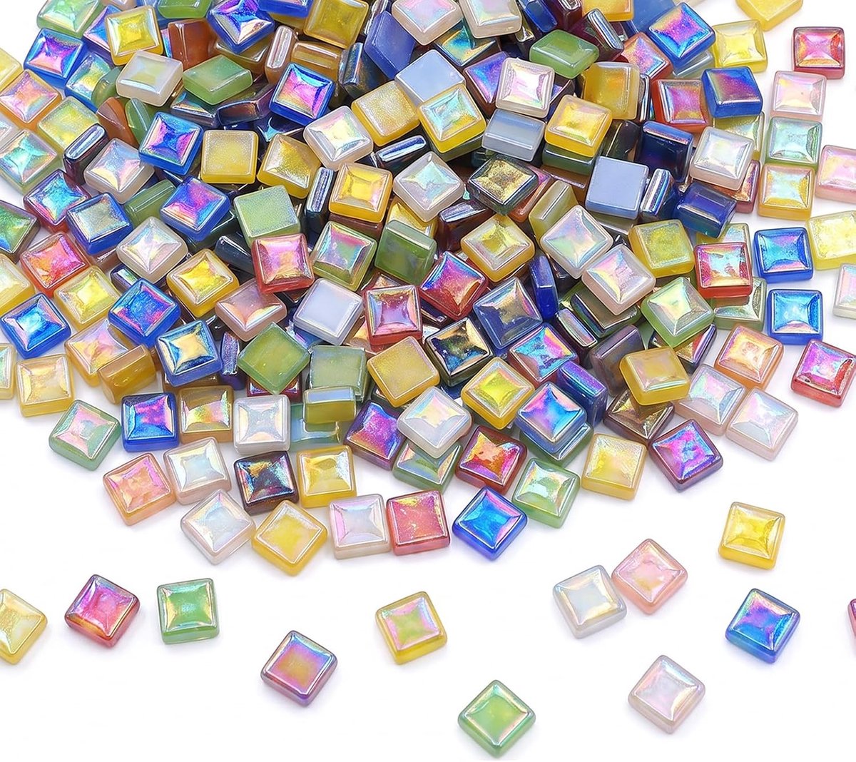 Mozaïektegels, CNYMANY glinsterende glazen mozaïekstenen in gemengde kleuren voor knutselwerk, vierkante mozaïekstenen van 0,4 cm voor woondecoratie en doe-het-zelf kunstprojecten
