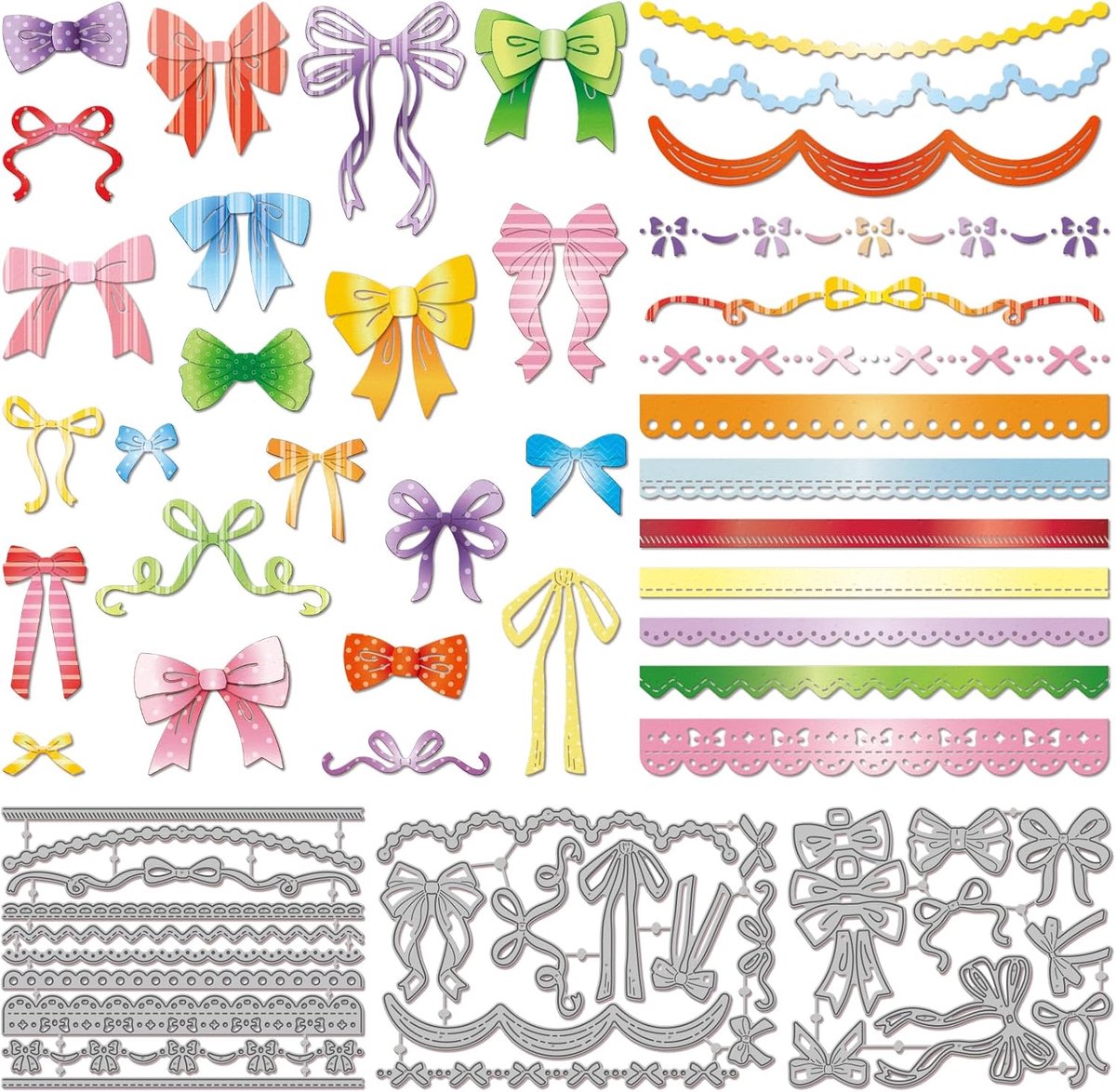 Decoratieve kanten stansvormen voor het maken van kaarten – metalen kanten frame, stansvormen voor decoratieve randen, sjablonen voor scrapbooking, dagboeken, reliëfwerkzaamheden,