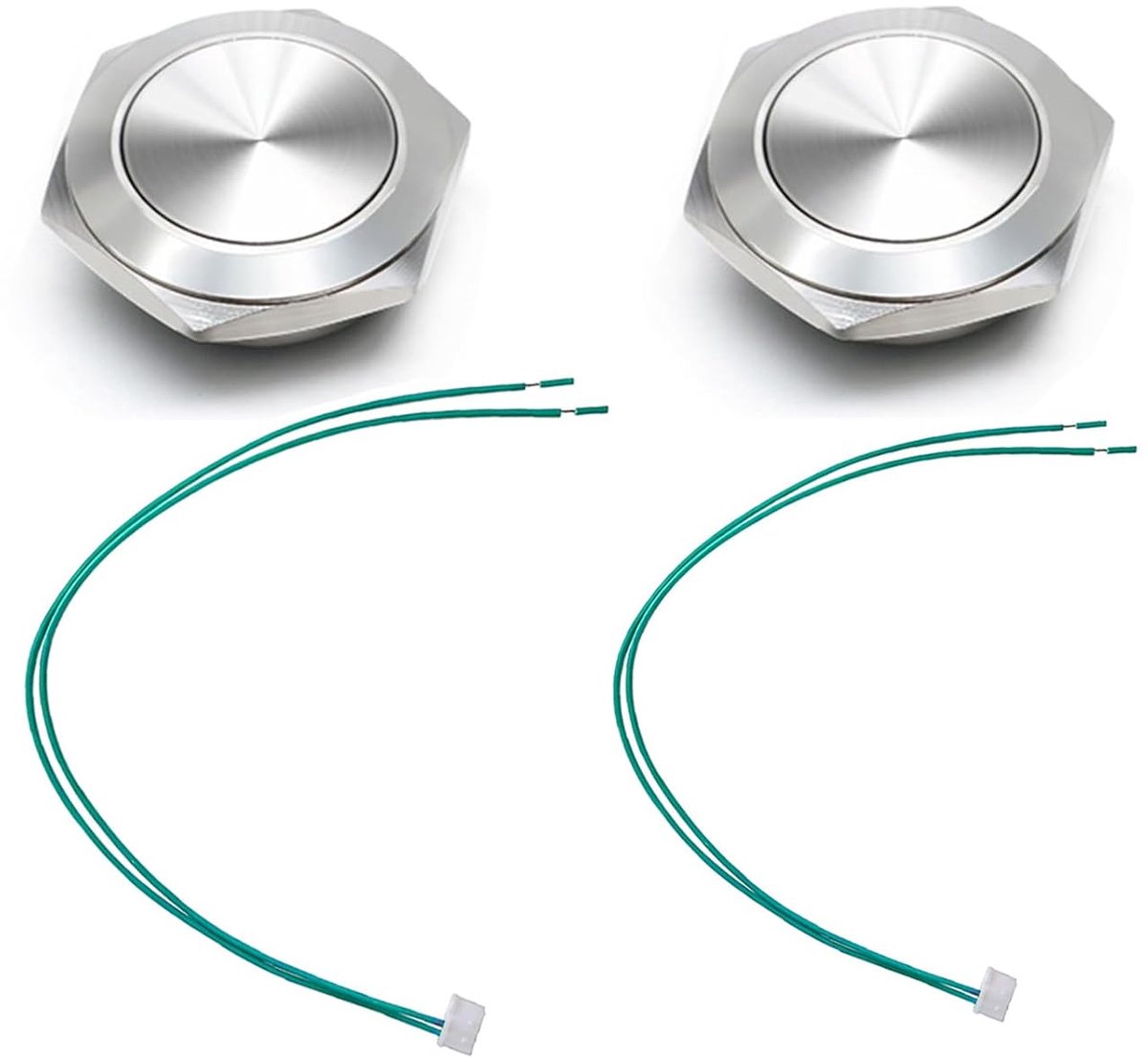 2 stuks ultraplatte drukknop van roestvrij staal V2A/V4A - IP67 waterdichte drukknop voor montage 19 mm - robuuste aanraakschakelaar voor binnen en buiten, voor machines en industriële besturing