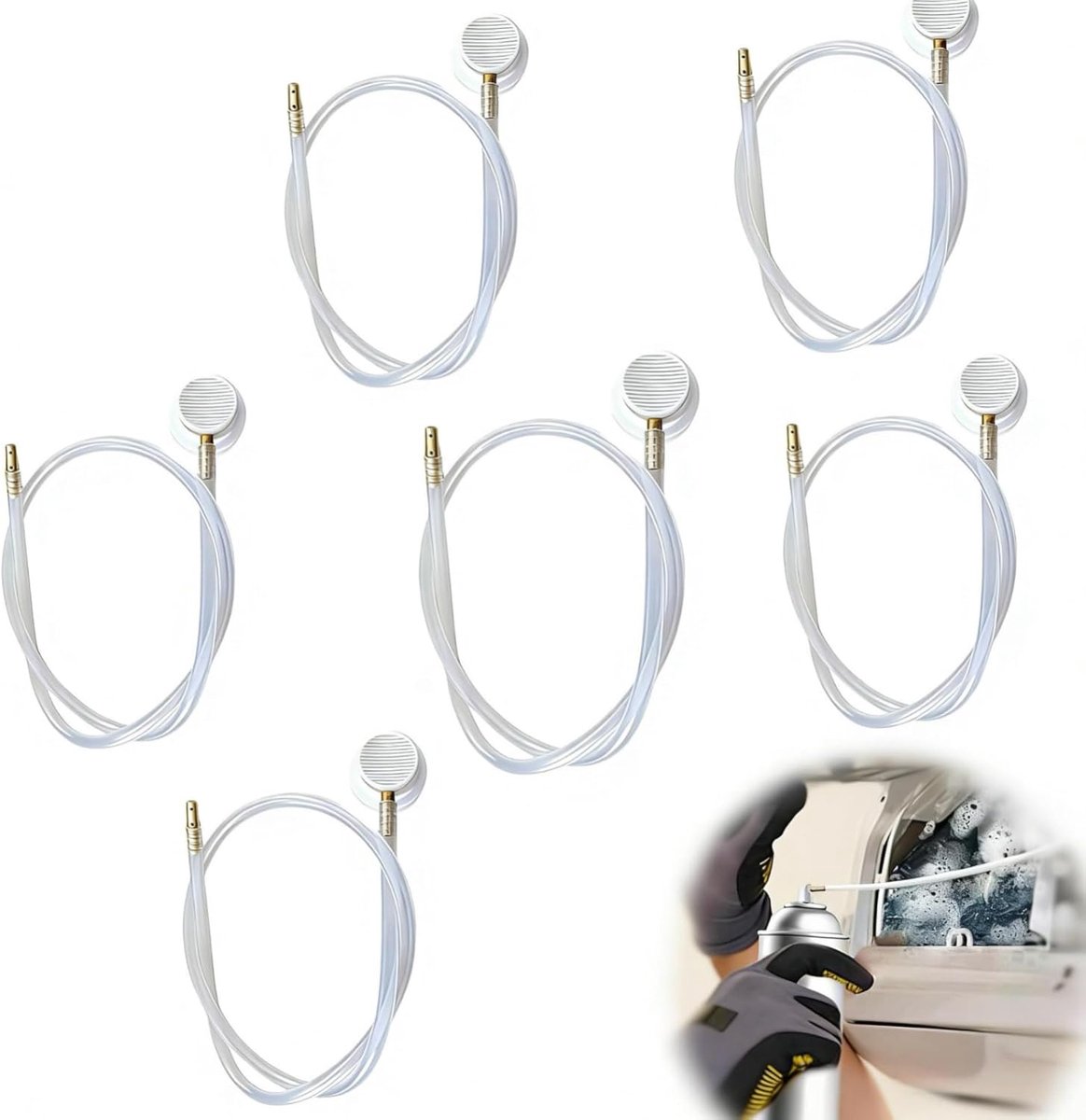 6 stuks holle kamersondes voor spuitbussen, spuitbusverlenging, 60 cm slang, aerosolmondstuk, flexibele spuitbusverlenging met 360 graden, nauwkeurig sproeiopzetstuk voor sproeikop, spuitbus