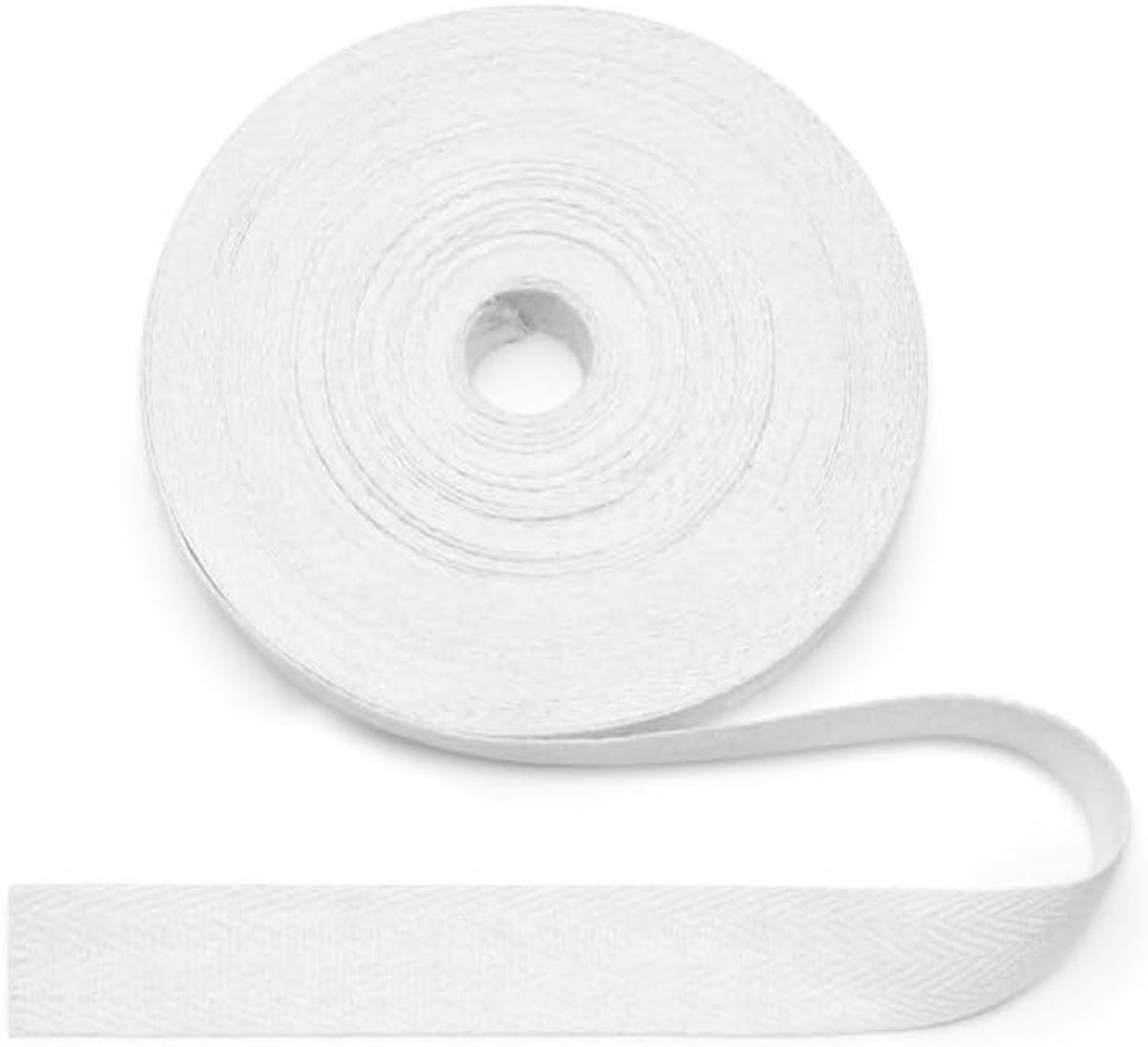 Natuurlijk Katoenen Visgraatlint 20mm, 9,14 meter Visgraat Stoftape voor Randversterking, Webbing, DIY Naaiwerk en Ambachten - Keper 20mm*9,14M