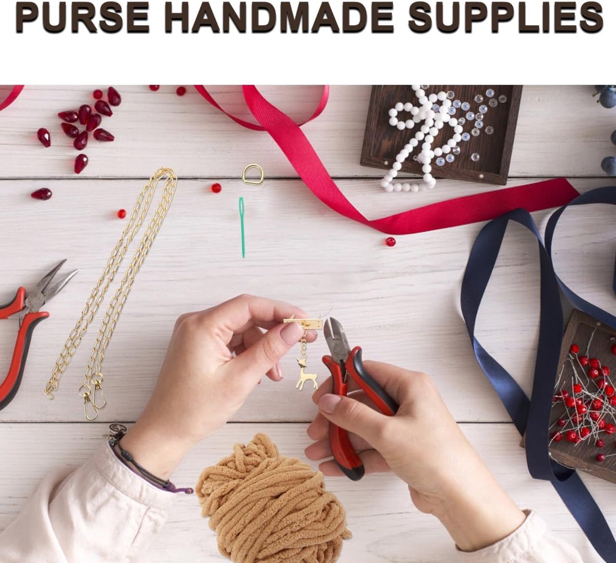1 set knutselgarenzakjes, canvas, bladeren, canvas, knutselsets voor volwassenen, haakaccessoires, kit voor het maken van hangsloten, kiss portemonneeset, één schouder breien metaal